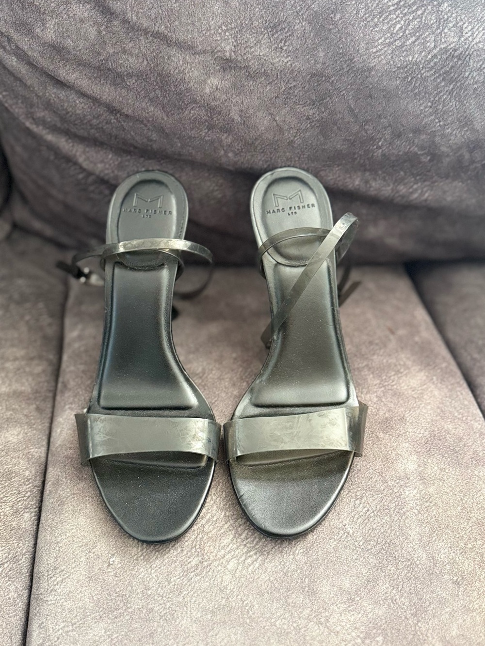 Marc Fisher Black Minimalist Strappy Heels (44)